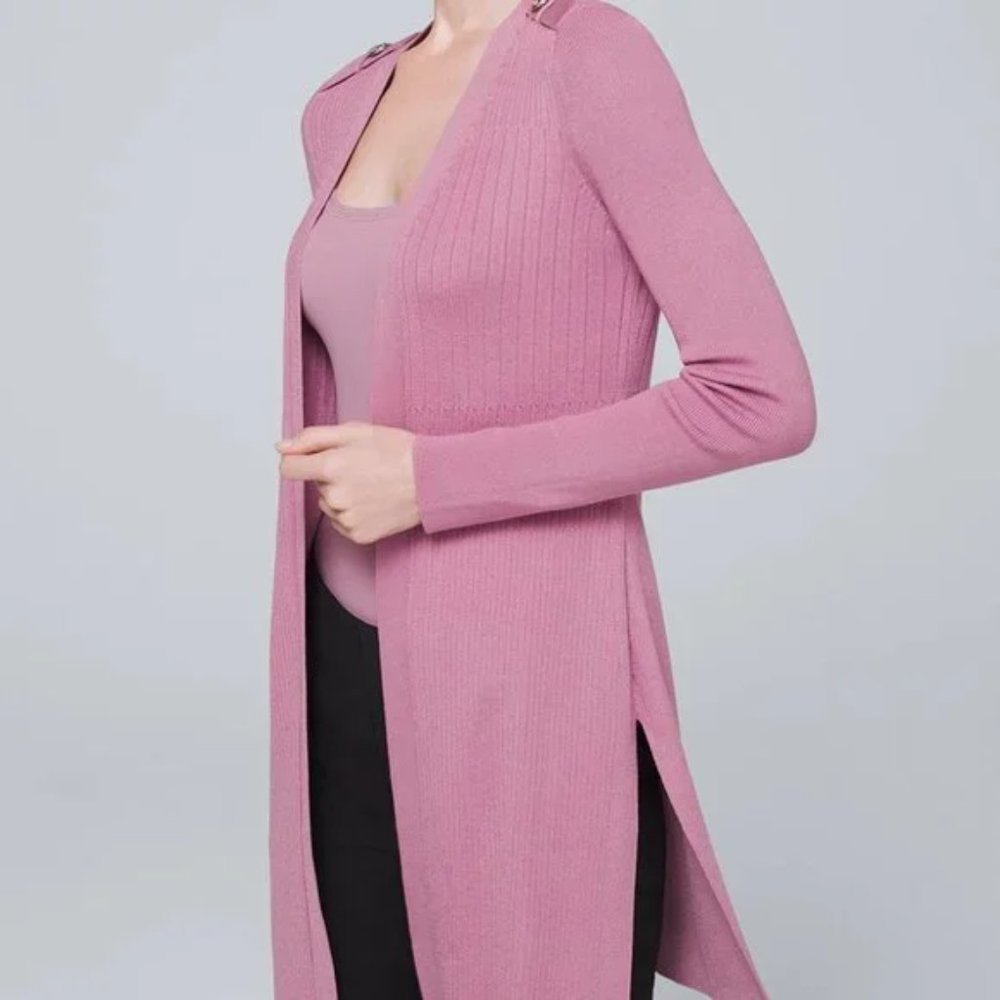 White House Black Market Mauve Ribbed Cardigan Sweater